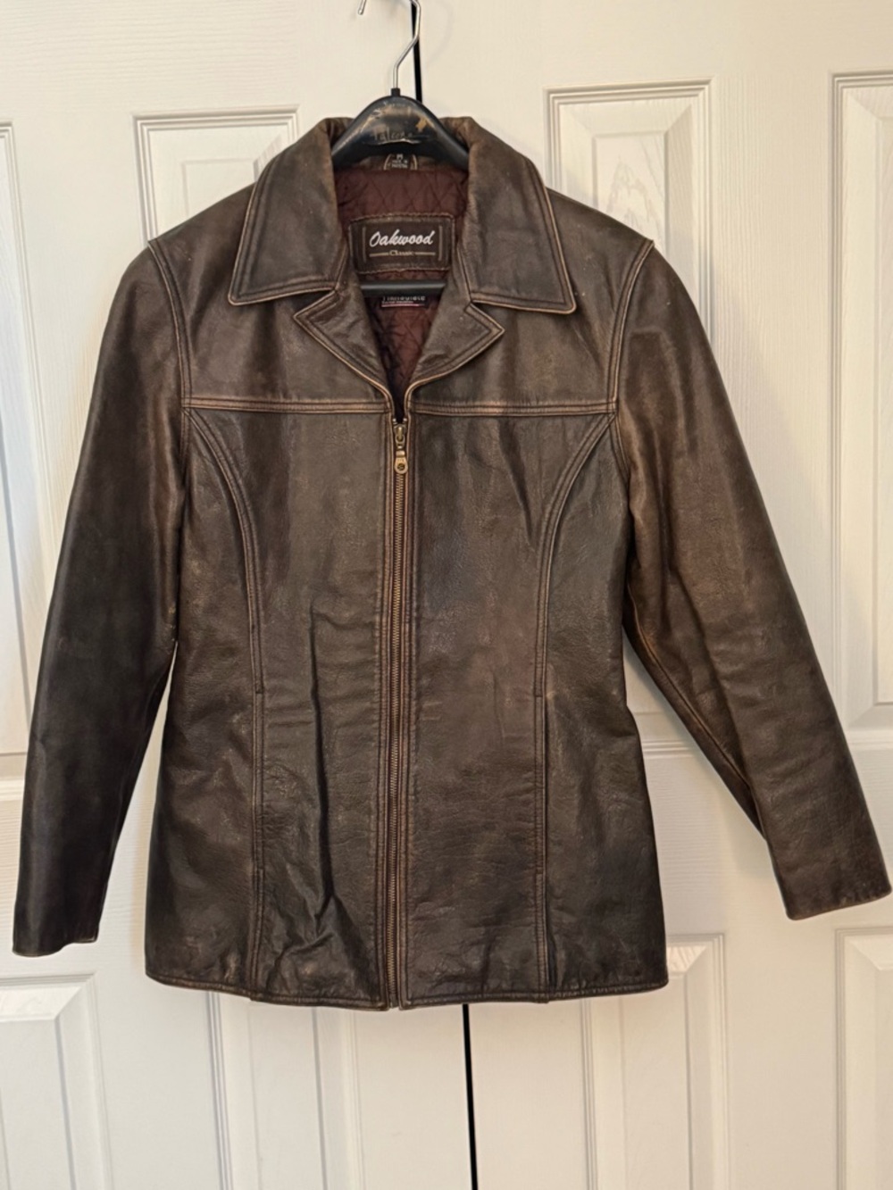 Men’s Brown Leather Zip-Front Jacket